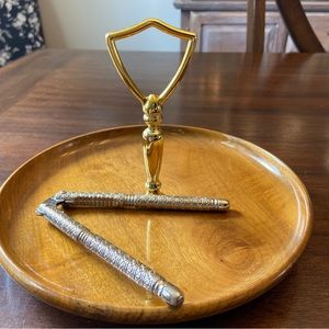 Vintage Myrtlewood Mid Century Modern tidbit/nut  tray With Vintage Nutcracker